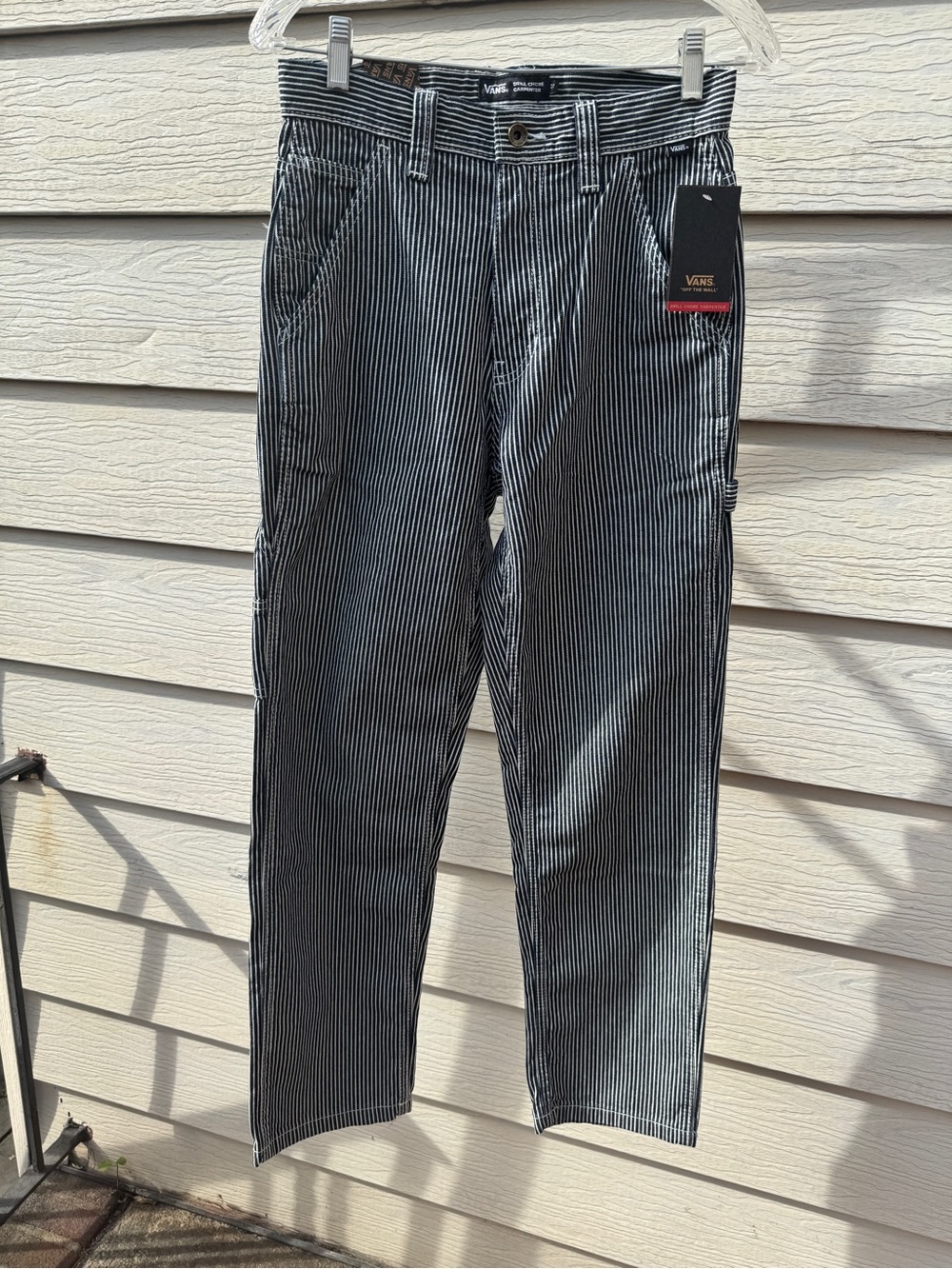 Vans Men’s Blue & White Stripe Loose Tapered Drill Chore Carpenter Jeans 27